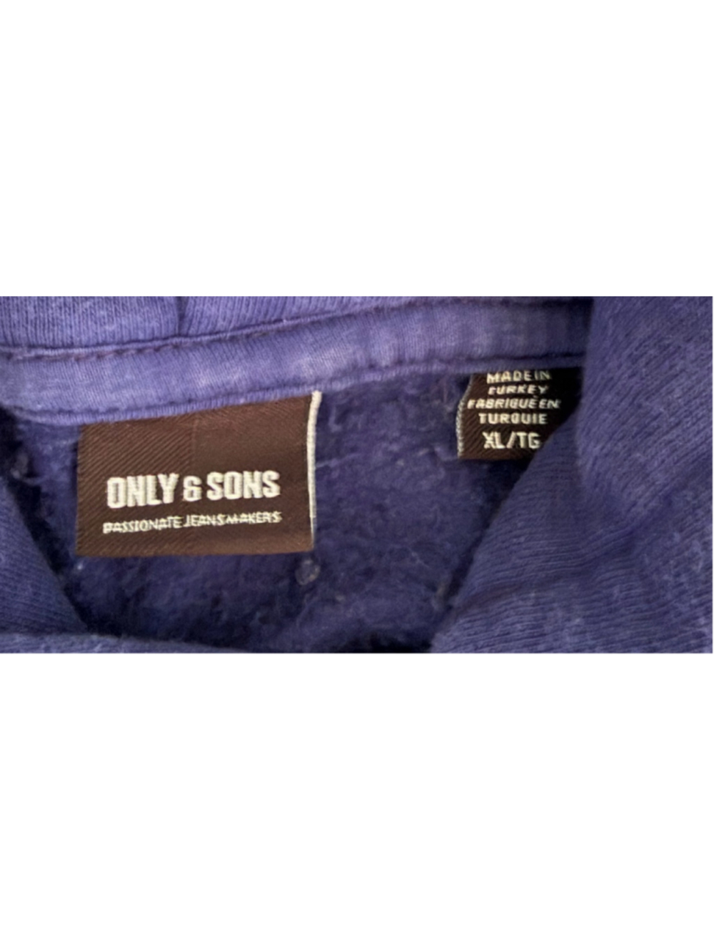 Men's Only & Sons Blue Pullover Hoodie Sweatshirt Size XL - Picture 3 of 3
